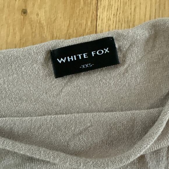White Fox Mini Dress Off Shoulder Following My Instincts Size XXS Champagne - Picture 2 of 4